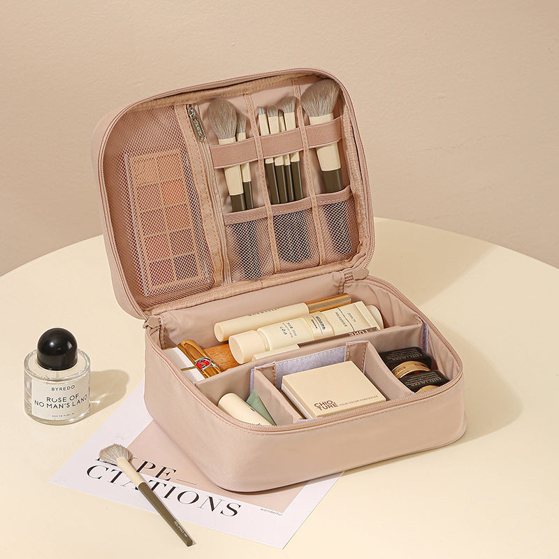 Portable Oxford Cloth Makeup Bag With Dividers