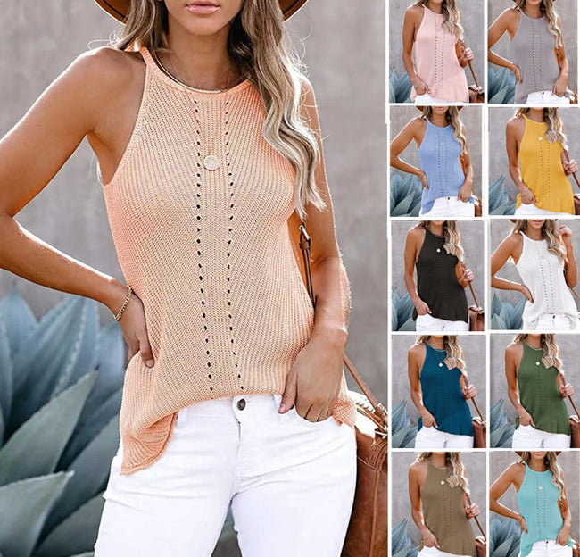 European And American Loose Halter Small Vest Knitted Beach Women Hover Image