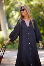 Women's Fashion Casual Cotton Linen Shirt Dress