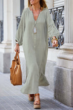 Women's Fashion Casual Cotton Linen Shirt Dress