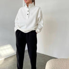 Women's Fashion Button Stand Collar Suit Two-piece Set