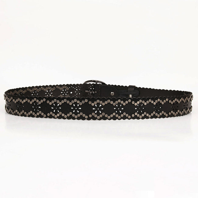 Lace rivet leather belt head layer cowhide women's belt Main Image