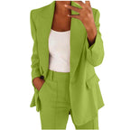 2pcs Casual Suit Lapel Button-down Blazer Jacket And Straight-leg Pants Office Commuting Business Trousers Set Clothing