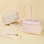 Open Lid PU Solid Color Portable Toiletry Storage Bag Makeup Bag