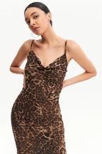 Slip Back Leopard Print Dress With Straps