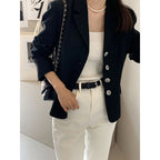 Slim-fit Tweed Jacket Long-sleeve Blazer