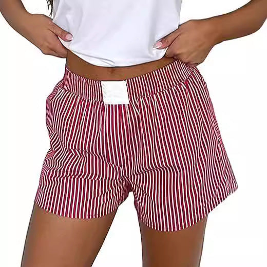 Fashion Loose Comfortable Striped Shorts With Pockets For Women Main Image