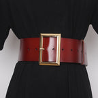 Fashion Cowhide Patent Leather With Coat Skirt Wide Belt