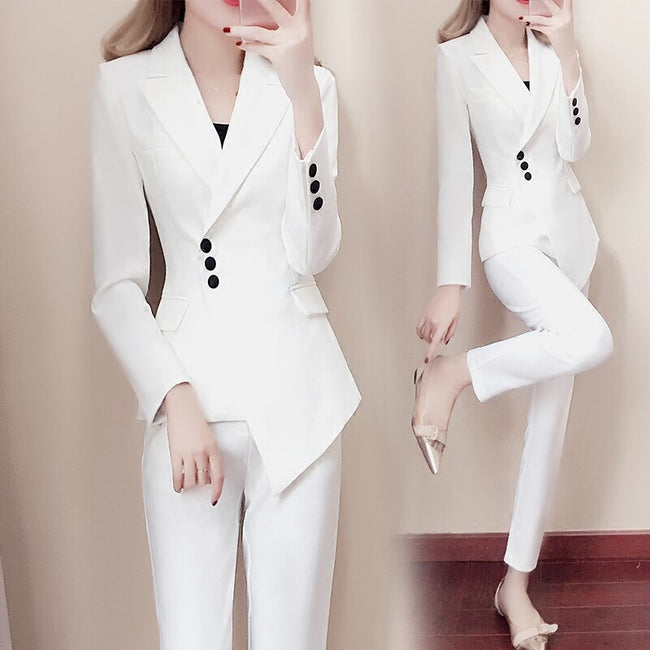 Women white Slim Pant Suits Hover Image