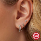 Fashion Double Layer Zircon Earings Set Women
