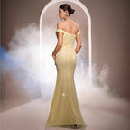 Sleeveless Off-the-shoulder Sequined Mermaid Evening Gown