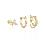 Fashion Double Layer Zircon Earings Set Women