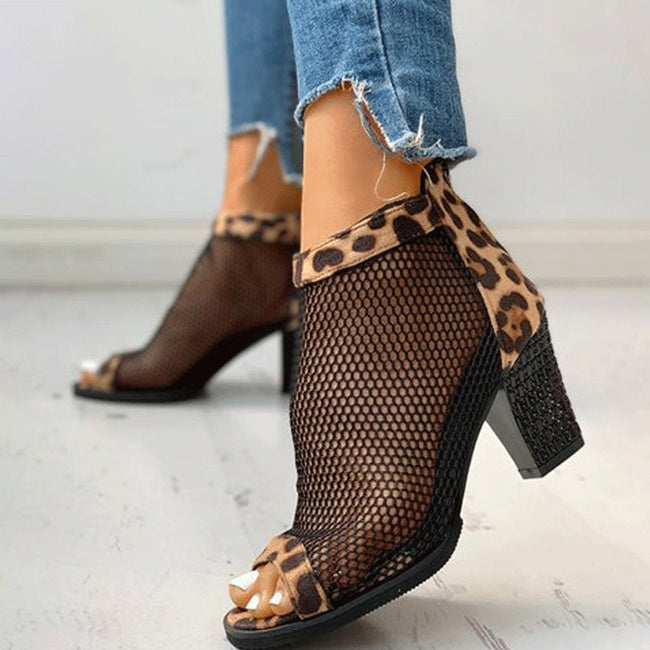Large size thick heel mesh zipper sandals women Main Image
