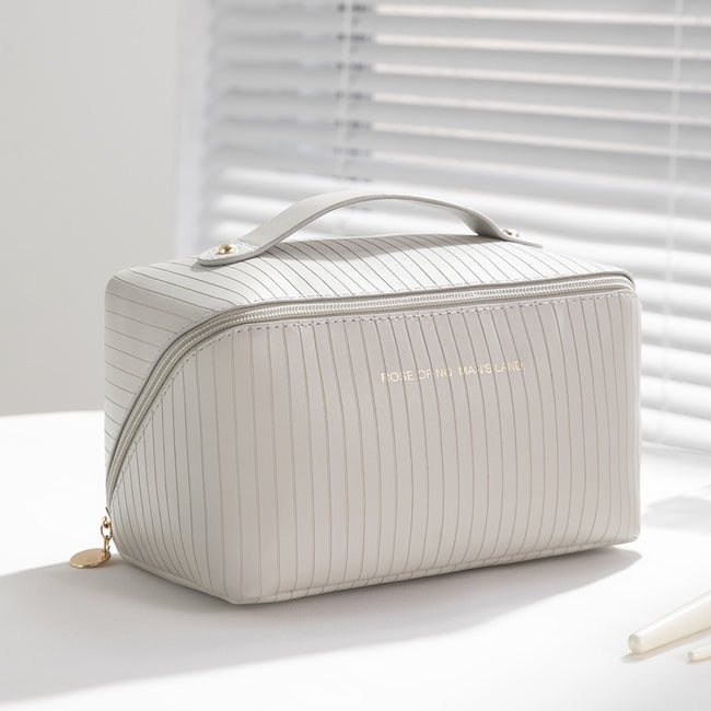 Vertical Pattern Pillow Makeup Bag For Women With Large Capacity And Portability Main Image