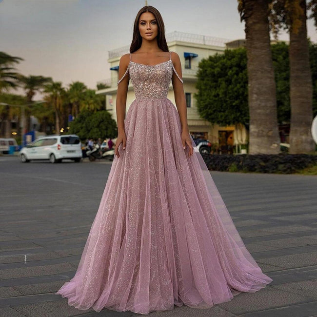 Dazzling Sequin Mesh Wedding Dress Gown Hover Image