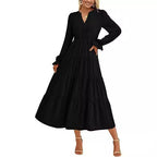 Autumn Layered Ruffled Flowy Long Dress