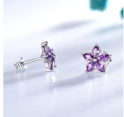 Zircon Temperament Earrings Simple Petal Purple Diamond Earrings Earrings Jewelry Women Main Image