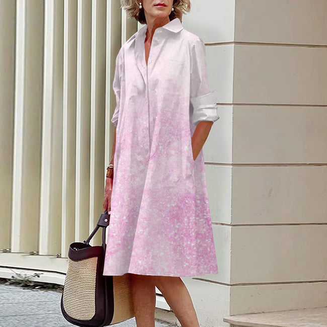 Colorful Blooming Summer Comfortable Shirt Dress Hover Image