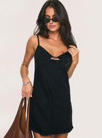Sling Adjustable Low-cut Women's Denim Dress