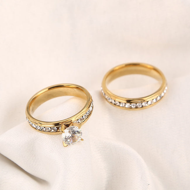 Gold Wedding Rings Stainless Steel Engagement Ring For Women Main Image