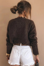 Loose Metal Buckle Sweater Cardigan Coat Women