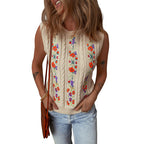 Fashion Floral Embroidered Knitted Vest For Women New Niche Retro Outerwear Sleeveless Top For Women