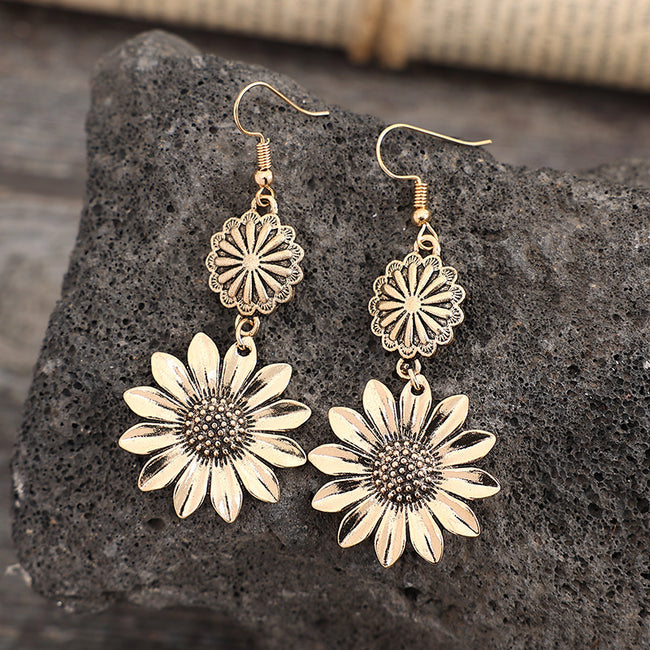 Retro Sunflower Earrings INS Fashion Jewelry Gift Women Hover Image