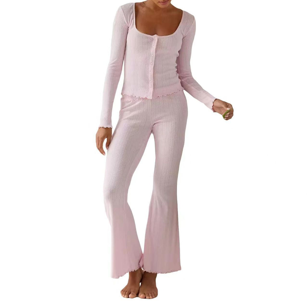 Fashion Casual Small Cardigan Two-piece Set Long Sleeve Trousers Suit