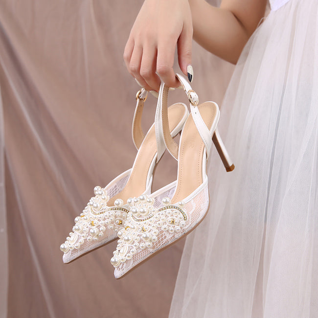 Women's Lace Fashion High Heels Pearls Main Image