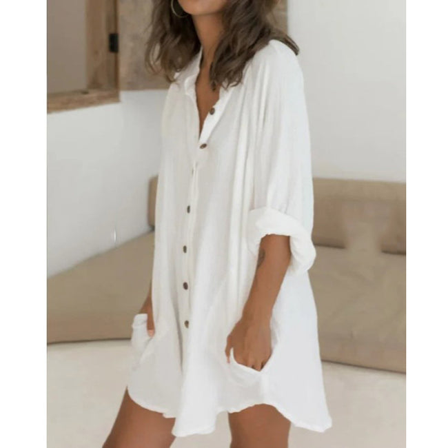 Women's Mid-length Long-Sleeved Loose Shirt Women Main Image