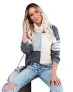 New High Neck Color Matching Sweater Loose Large Size Sweater Women