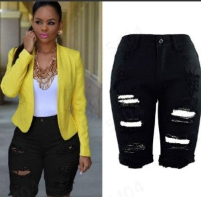 Fashion High Waist Ripped Denim Shorts For Women