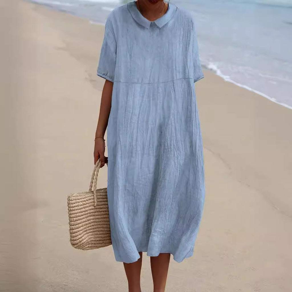 Plus Size Women's Blouse Pocket Short Sleeve Dress