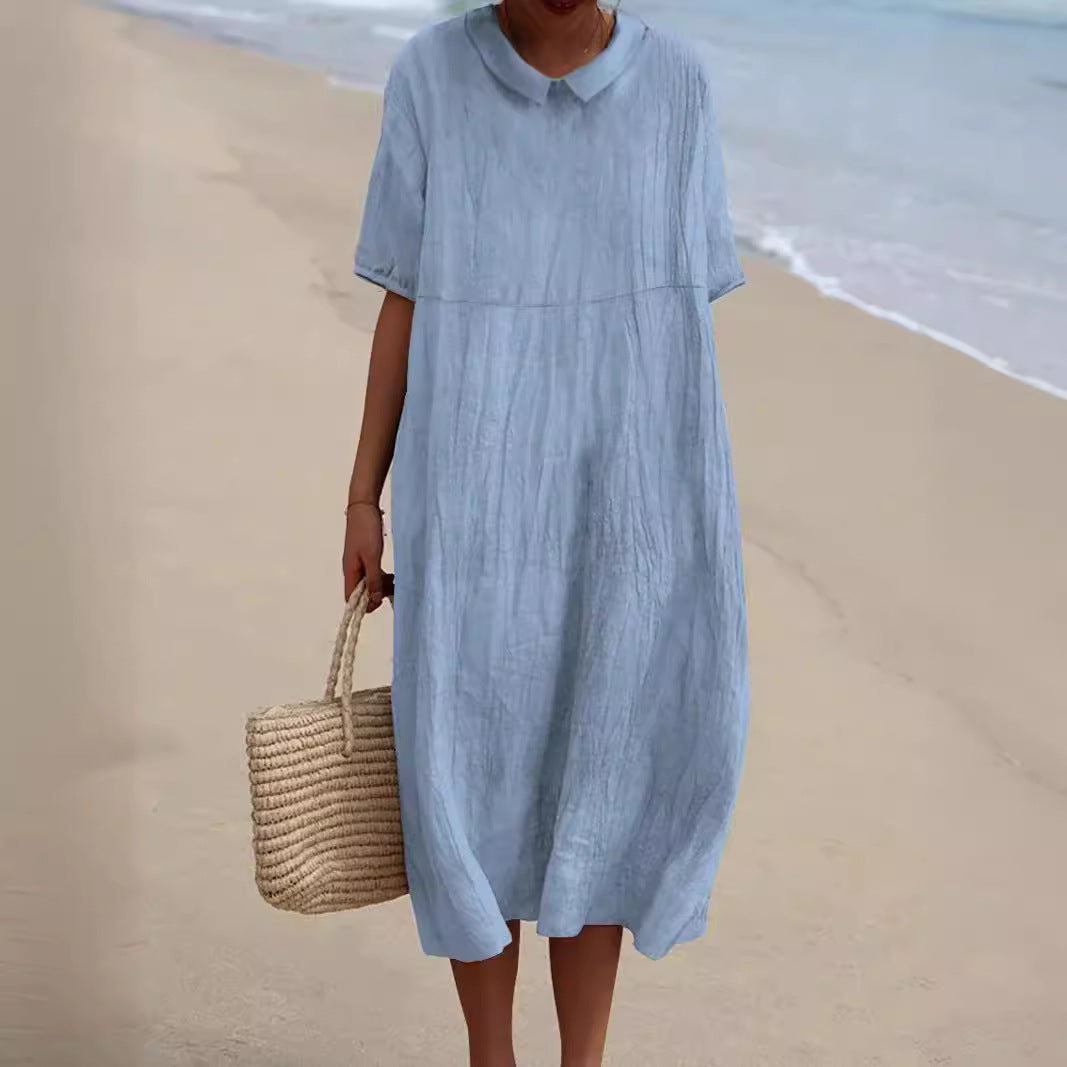 Plus Size Women's Blouse Pocket Short Sleeve Dress