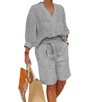 New Cotton And Linen Women's Clothing Fashion Casual Set Loose Two-piece Suit
