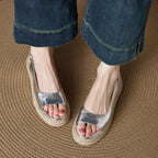 Round-toe Straw Open-toe Sandals For Women