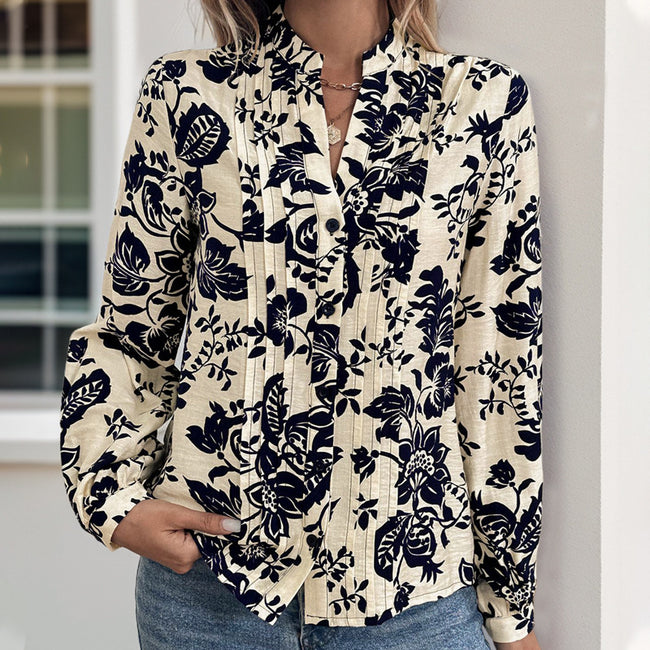 Retro Printed Elegant Shirt Top For Women Main Image