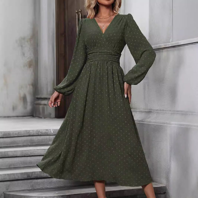 Lantern Sleeve Pleated Waist Dress Main Image