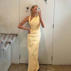 Women's Fashion New Pleated Backless Dress