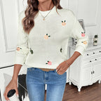 Sweet Crew Neck Pullover Sweater Women