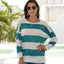 New Long Sleeved T Shirt For Women European And American Style Dusi Casual Horizontal Stripe Simple Round Neck T Shirt For Women Trendy