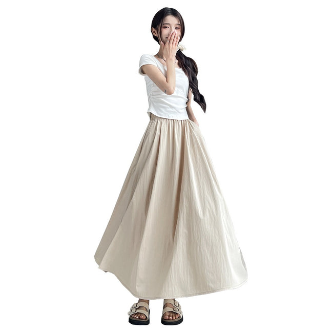Summer High Waist A- Line Slimming Pleated Dress Main Image