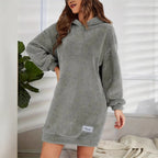 Women's Hooded Long Sleeve Plush Dress