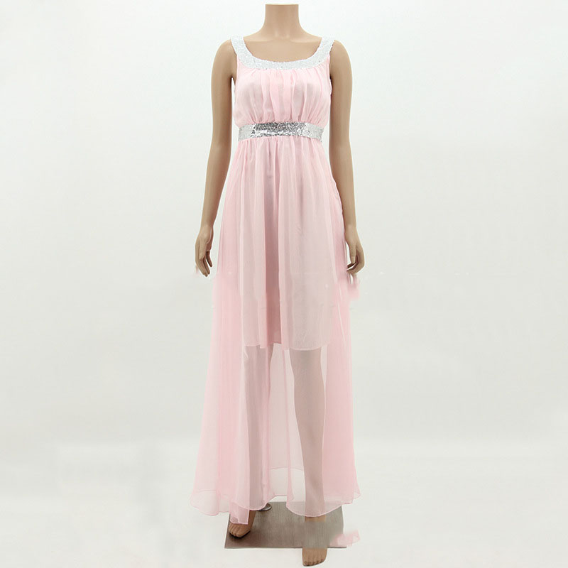 Same Slim Waist Waist Chiffon Stitching Dress With Big Swing Dress