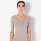Yoga Sports Short-sleeved Solid Color Stretch Seamless Fitness Training Top Women