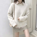 Round Neck Solid Color Sweater For Women