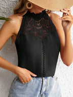 Fashion Hollowed-out Lace Gas Vest Top For Women