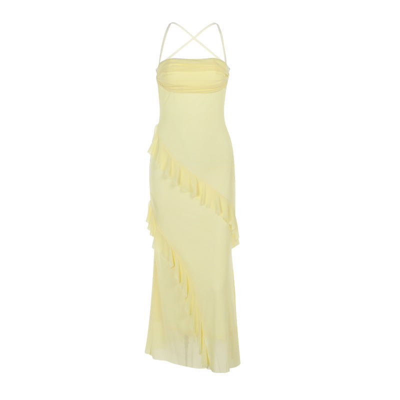 Summer Fashion Style Ruffled Spaghetti Straps Dress