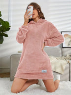 Women's Hooded Long Sleeve Plush Dress