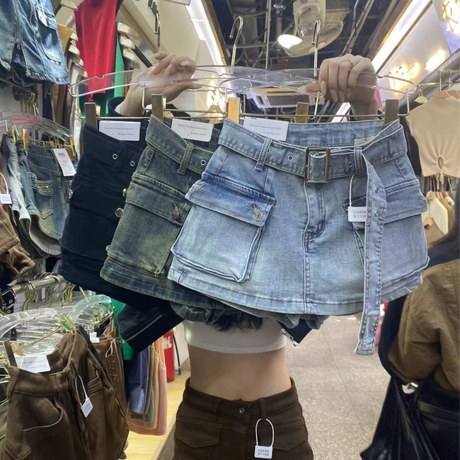 High Waist A- Line Denim Shorts Women Main Image